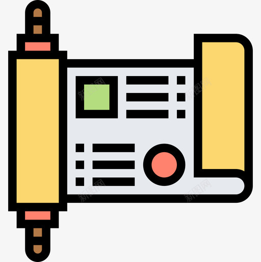 卷轴中世纪32线性颜色图标svg_新图网 https://ixintu.com 中世纪 卷轴 线性 颜色