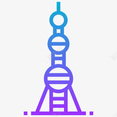 东方明珠塔中国符号梯度图标图标