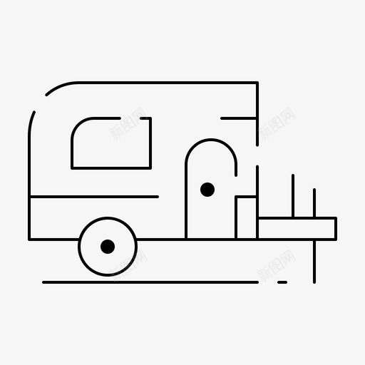 汽车露营车房车图标svg_新图网 https://ixintu.com 季节性 房车 春季 汽车 细线 露营