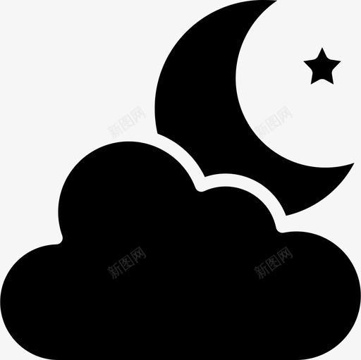 多云的夜晚天气200字形图标svg_新图网 https://ixintu.com 多云的夜晚 天气200 字形