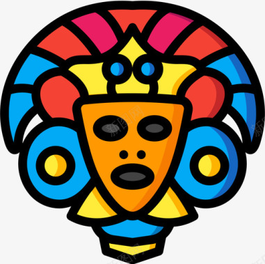 阿兹特克南美洲4线性颜色图标图标