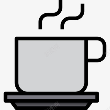 咖啡杯办公文具14线性颜色图标图标