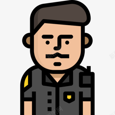 警察职业人化身3线性颜色图标图标