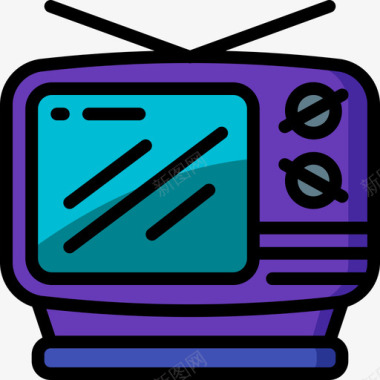 电视八十年代17线性彩色图标图标