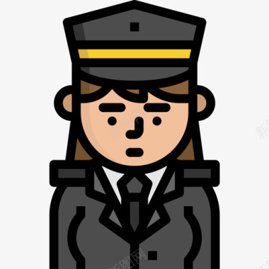 飞行员职业女性化身4线性颜色图标图标