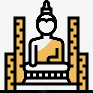 大佛泰国象征黄影图标图标