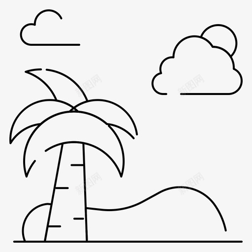 沙滩棕榈树棕树图标svg_新图网 https://ixintu.com 季节性 春天 棕树 棕榈树 沙滩 虚线