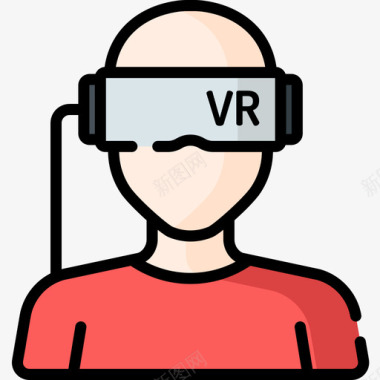 虚拟现实技术62线性颜色图标图标