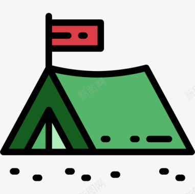 帐篷士兵2线性颜色图标图标
