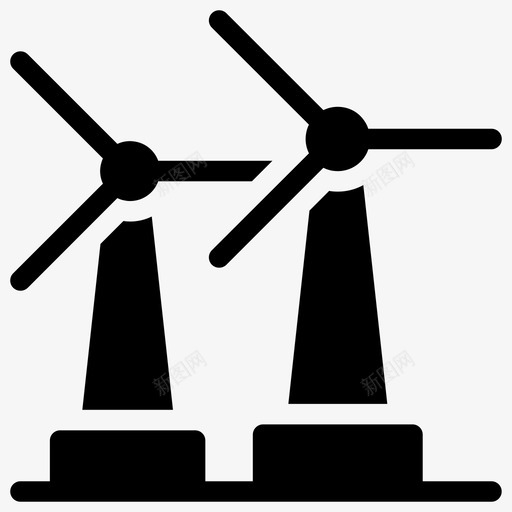 风车风能风力发电厂图标svg_新图网 https://ixintu.com 功率 发电厂 图形 图标 字形 涡轮机 负载 速度 风力 风能 风车