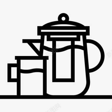 茶壶饮料22线性图标图标
