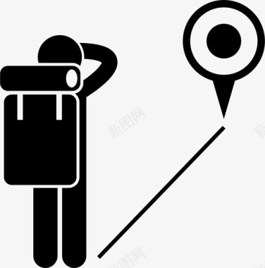 旅行者和目的地距离地点图标图标