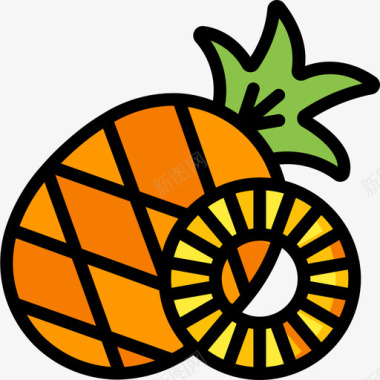 菠萝食品132线性颜色图标图标