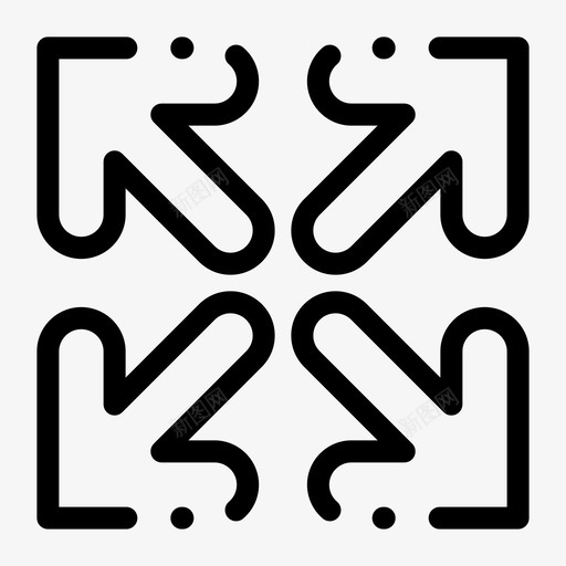 箭头方向全屏图标svg_新图网 https://ixintu.com 全屏 基本ui元素虚线 方向 移动 箭头