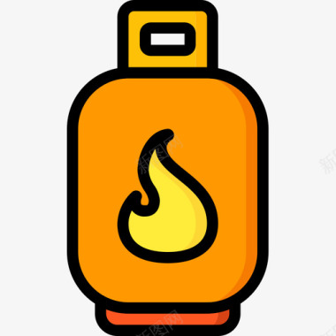 气瓶烤肉4线性颜色图标图标