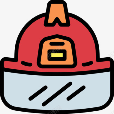 消防员头盔2号消防站线性颜色图标图标