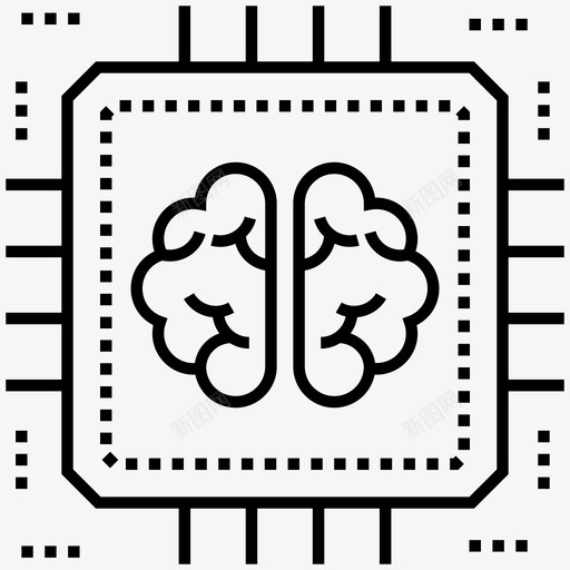 人工智能脑芯片脑处理器图标svg_新图网 https://ixintu.com 人工智能 微芯片 机器学习 生活技能线图标 脑处理器 脑芯片