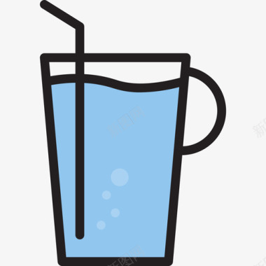 一杯水咖啡35线性颜色图标图标