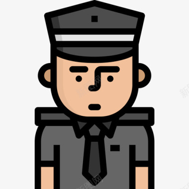 警察职业人化身3线性颜色图标图标