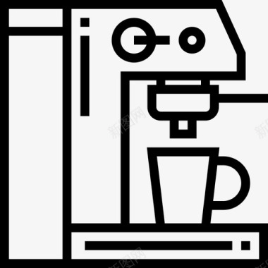 咖啡机办公用品供应商直线型图标图标