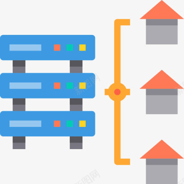 家庭计算机网络3扁平图标图标