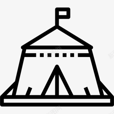露营帐篷背包客直线型图标图标