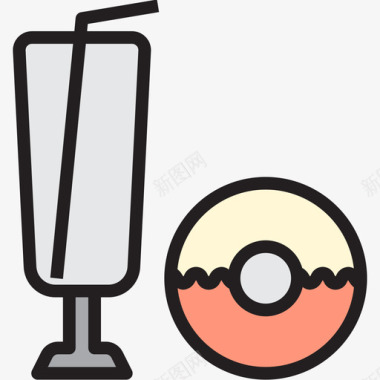甜甜圈饮料13线性颜色图标图标