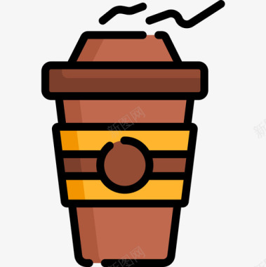 咖啡食品配送3线性颜色图标图标