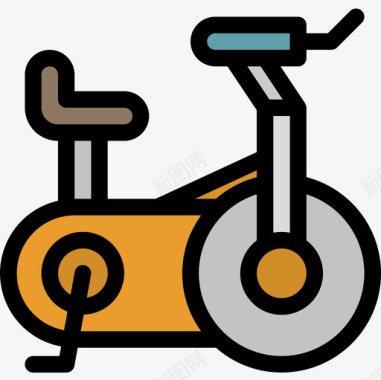 固定自行车酒店122线性颜色图标图标