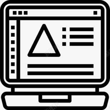 三角形笔记本电脑浏览器线性图标图标