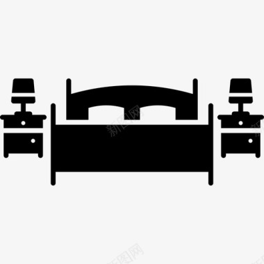 双人床和床头柜卧室灯具图标图标