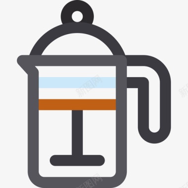 法国出版社咖啡店87线性颜色图标图标