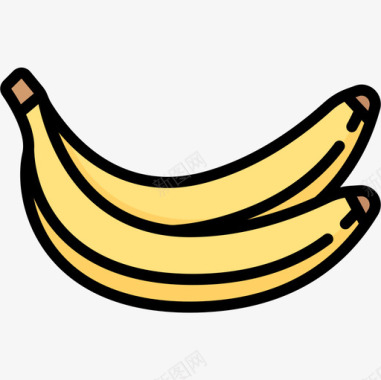 香蕉水果和蔬菜14线形颜色图标图标