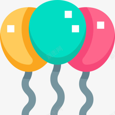 气球生日派对24平铺图标图标