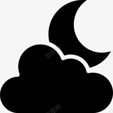 多云的夜晚天气200字形图标图标