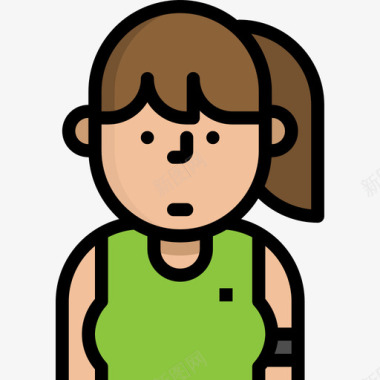运动员职业女性化身4线性颜色图标图标