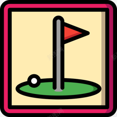 高尔夫位置12线性颜色图标图标