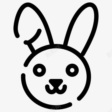 兔子复活节伊斯特堡虚线图标图标