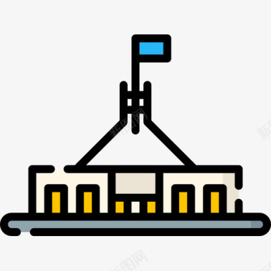 澳大利亚议会8线性颜色图标图标