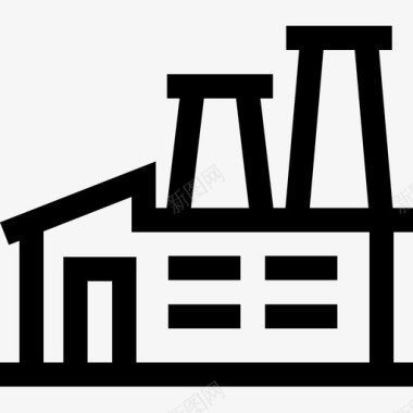 工厂城市生活14线性图标图标