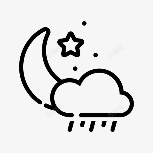 雨夜云月亮图标svg_新图网 https://ixintu.com 天气 月亮 雨夜