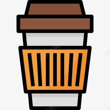 咖啡杯快餐54线性颜色图标图标