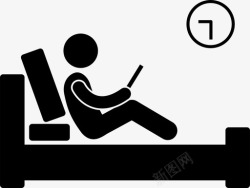 的方式在床上看书晚上健康的生活方式图标高清图片