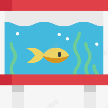 鱼缸宠物15扁平图标图标