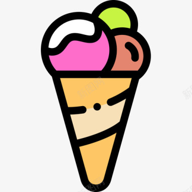 冰淇淋糖果店2线性颜色图标图标