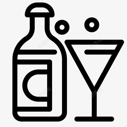 葡萄酒酒瓶鸡尾酒图标svg_新图网 https://ixintu.com 复活节 快乐伊斯特堡系列 玻璃杯 葡萄酒 酒瓶 鸡尾酒
