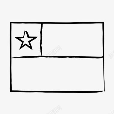 智利国旗国旗素描手绘国旗图标图标