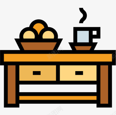 咖啡桌家具103线性颜色图标图标