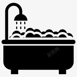 淋浴符号浴缸洗澡清洁图标高清图片