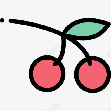 樱桃水果和蔬菜23线形颜色图标图标